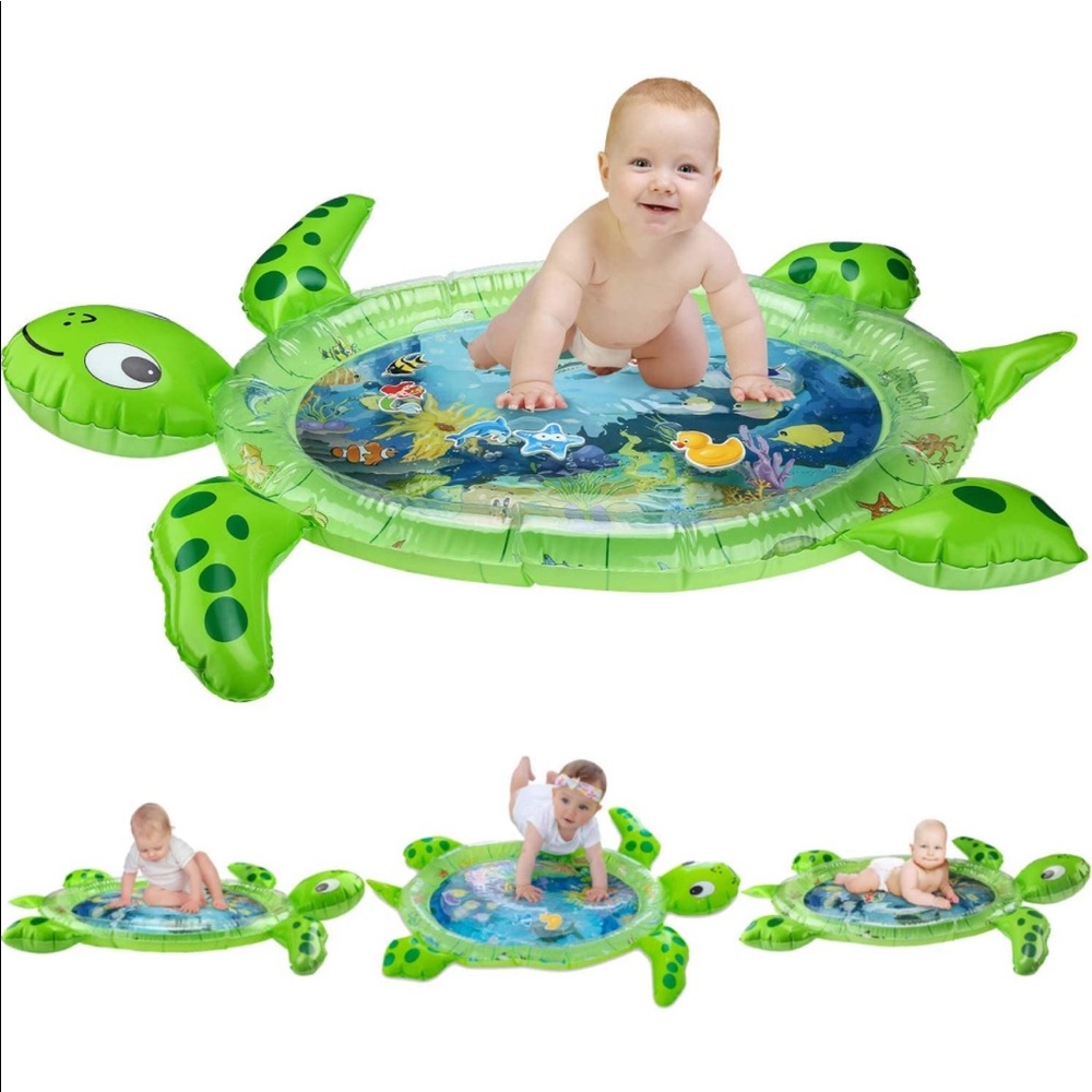 Inflatable Tummy Time Water Mat Sea Turtle Shape Infants & Toddlers Play Mat Toy